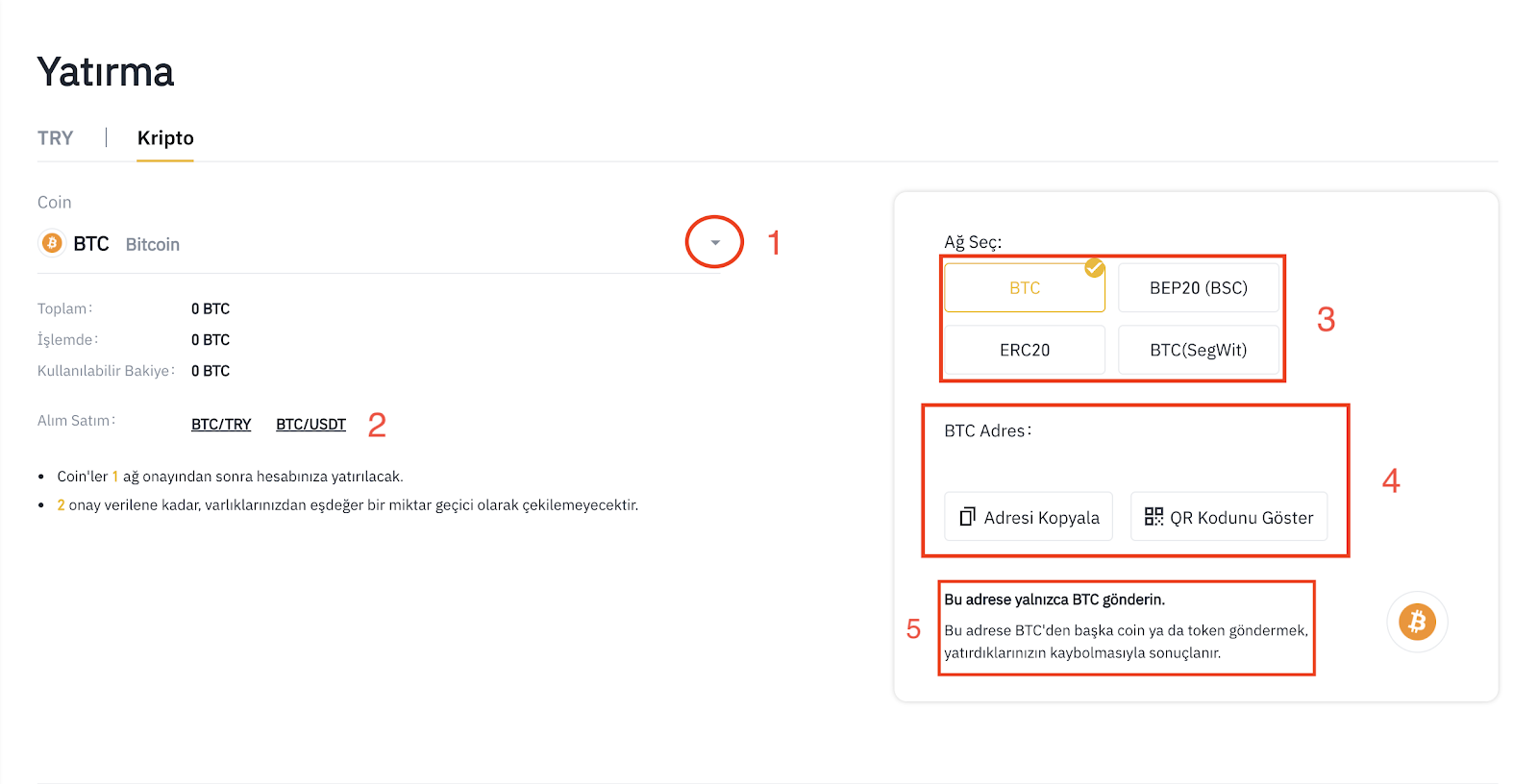 Binance TR Web Sitesinden Kripto Yatırma