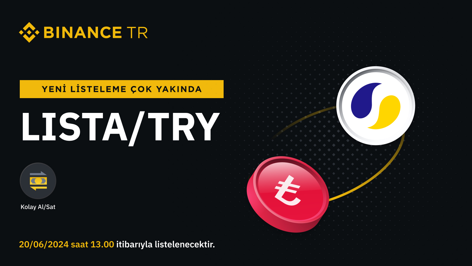 Binance TR, LISTA'yı TRY İşlem Çiftinde Listeleyecek