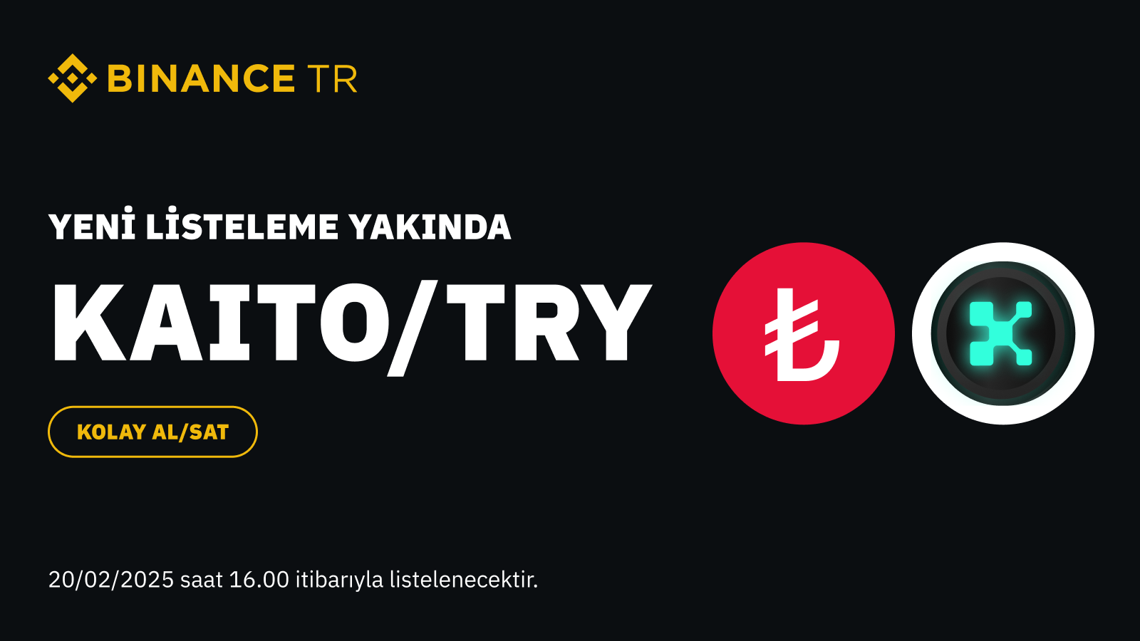 Binance TR, KAITO'yu TRY İşlem Çiftinde Listeleyecek