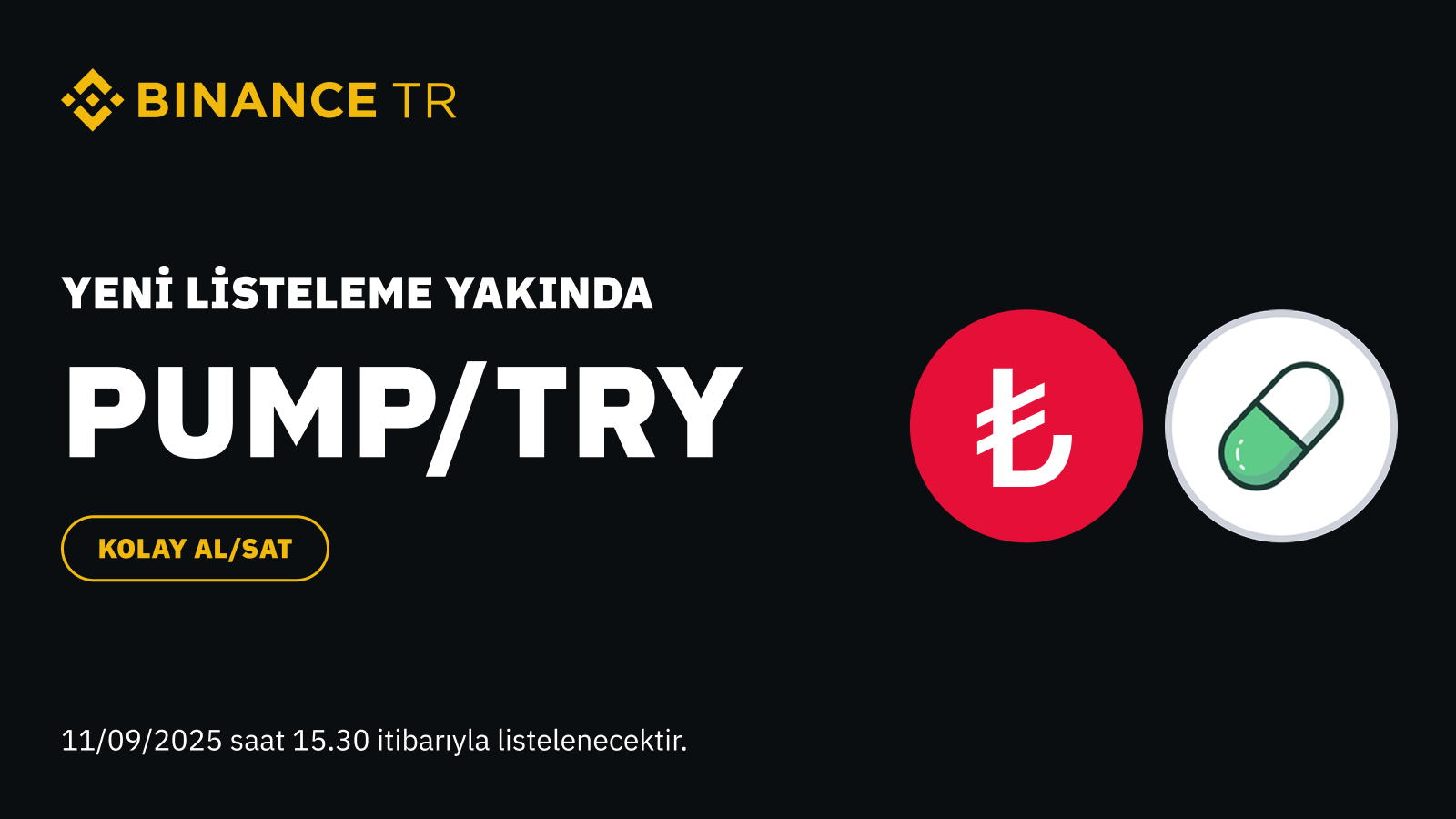 Binance TR, PUMP (Pump.fun)'ı TRY İşlem Çiftinde Listeleyecek