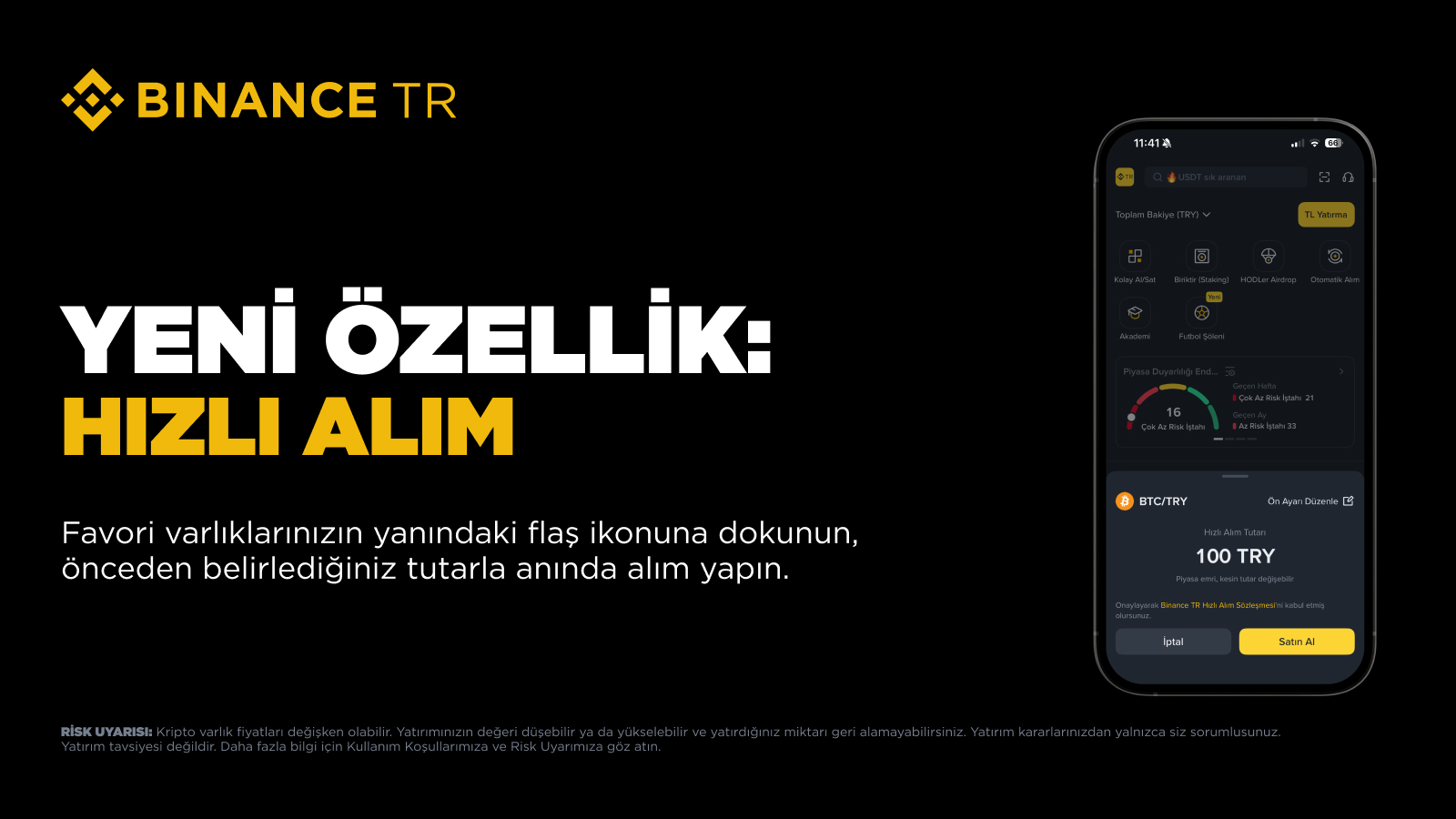 Binance TR Mobil Uygulamasının Yeni Özelliği ile Tanışın: Hızlı Alım